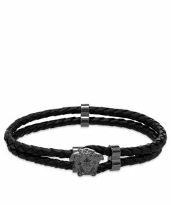 Versace Leather Medusa Bracelet