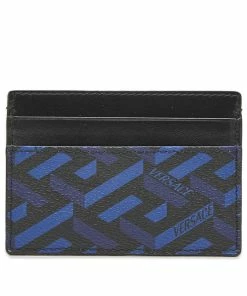 Versace Monogrammed Geometric Logo Card Holder
