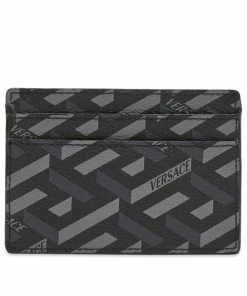 Versace Monogrammed Geometric Logo Card Holder