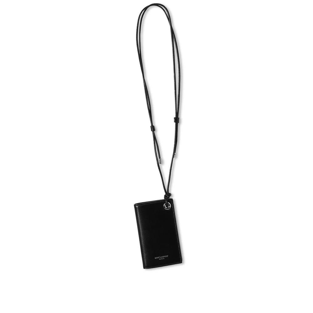 Saint Laurent Logo Credit Card Holder With Neck Strap - Image 2