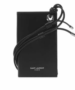 Saint Laurent Logo Credit Card Holder With Neck Strap