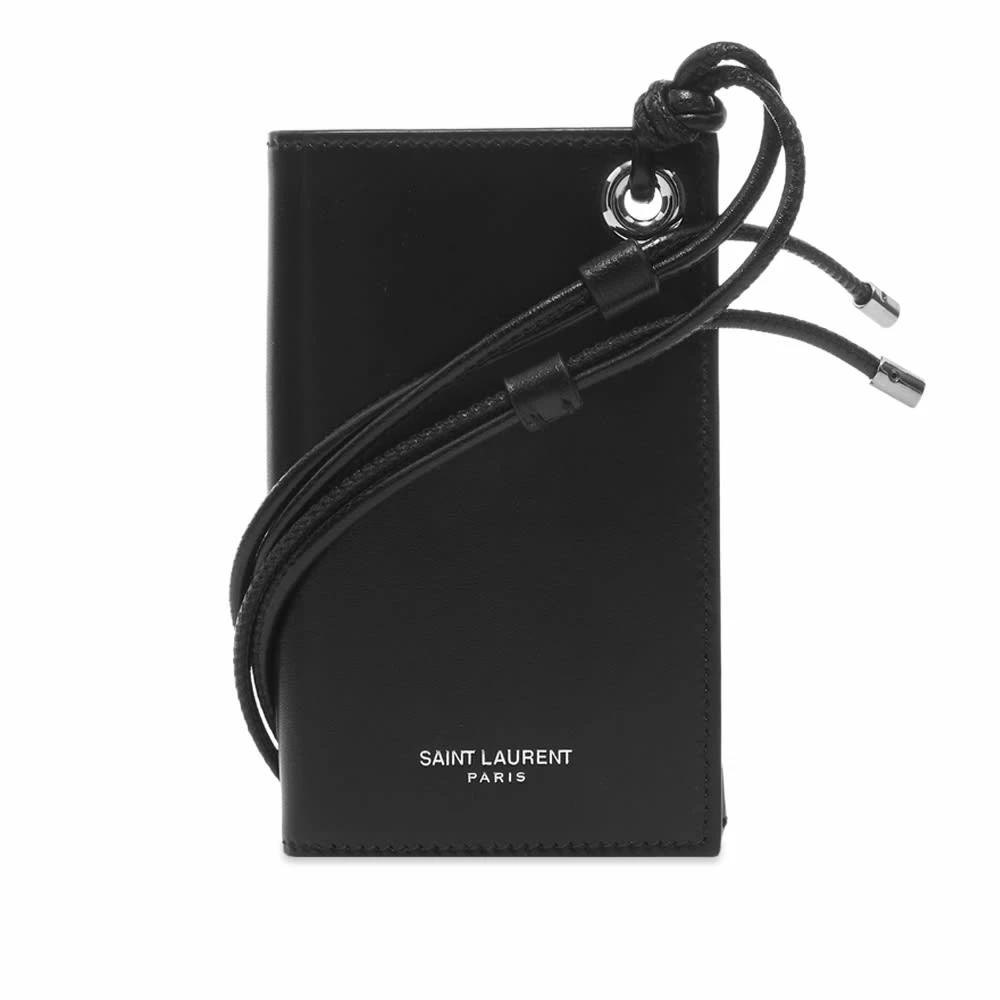 Saint Laurent Logo Credit Card Holder With Neck Strap